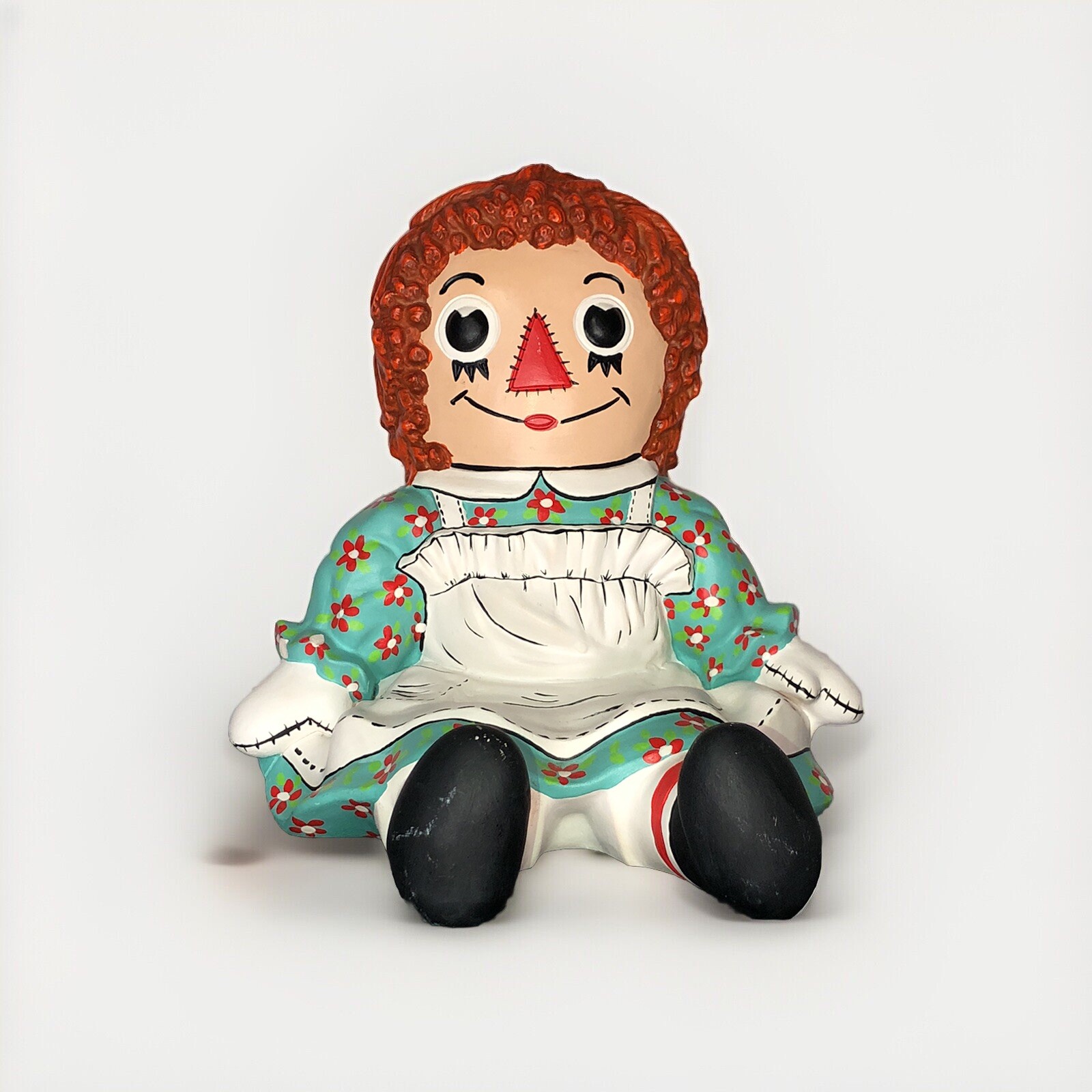 Vintage Raggedy Ann Ceramic Statue Figurine Hand Painted Signed 1974
