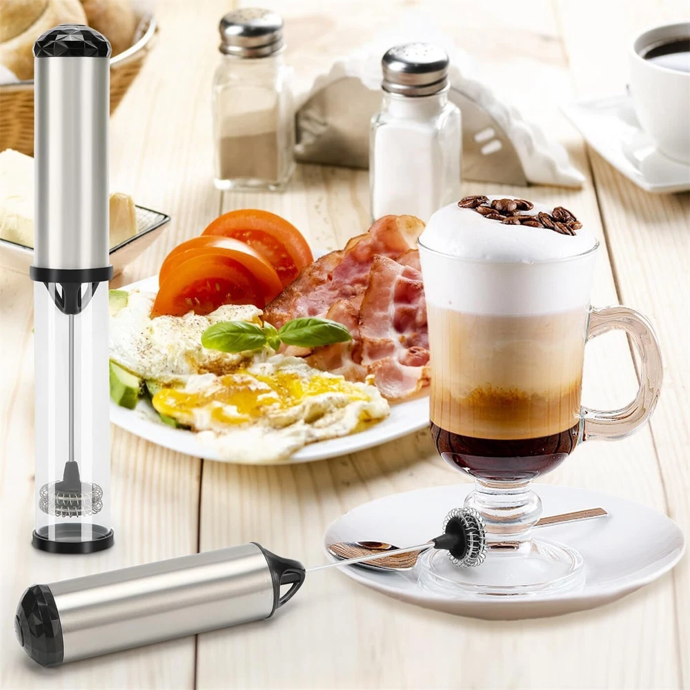 Milk Frother Rechargeable Handheld - Electric Whisk/Frother Wand for Silver