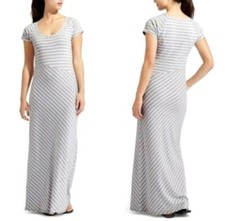 Ahleta Makai striped maxi long gray and white dress women's XXS