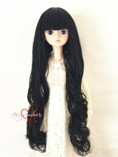 1/8 1/6 1/4 1/3 Uncle BJD Wig Long Curly Doll Hair Neat Bangs Black DIKA LUTS DZ