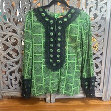 TORY BURCH 6 Green with Navy  Tunic Top