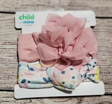 NWT Child Mine,Carters Baby 2 Headwrap Pink/Floral Giraffe Line Cotton Bow Knots