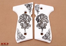 KSD Brand Beretta 92FS, 92A1, 92G, 92D, 96, M9 Compatible White Acrylic Grips