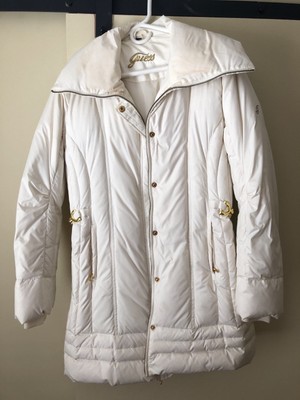 guess white winter jacket