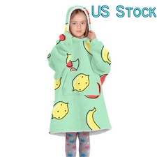 Soft Oversized Hoodie Fleece Wearable Blanket Sweatshirt Kids Pear Warm Pyjamas