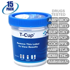 NEW Mintegrity Drug Test 14-Panel T-Cup Urine Home Kit 15-Pack #MI-TDOA-1145A3