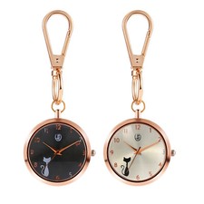 Lindo Gato Números Árabes Cuadrante Mochila Cinturón Clip-On Bolsillo Llavero Enfermera Reloj