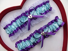 NEW Gorgeous Wedding Garter Aqua Purple White Prom Homecoming GetTheGoodStuff 