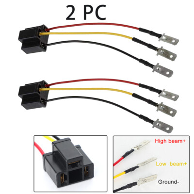 2x H4 9003 to 3 PIN Socket Adapter Wire Harness For 5x7'' 7x6'' 4x6'' Headlights