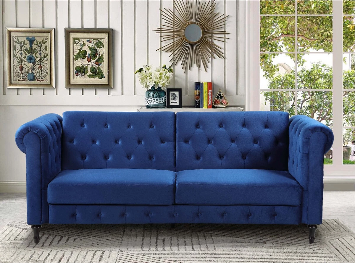 Sofa Bed Velvet Chesterfield 3 Seater