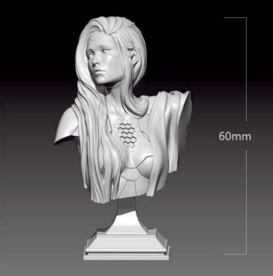 60mm Resin Figure Model 3D printing of sci-fi mechanical female bust Unassembled