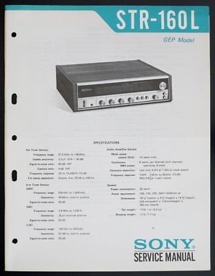 Original SONY STR-160L FM/AM Receiver Service-Manual/Diagram/Parts List 133