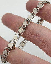 Sterling Silver Heart Bracelet 6.5" 3D Heart 925