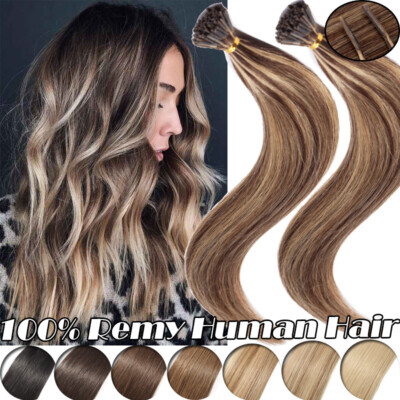 I Tip Stick Human Hair Extensions Real Remy micro beans 100G Full Head Balayage
