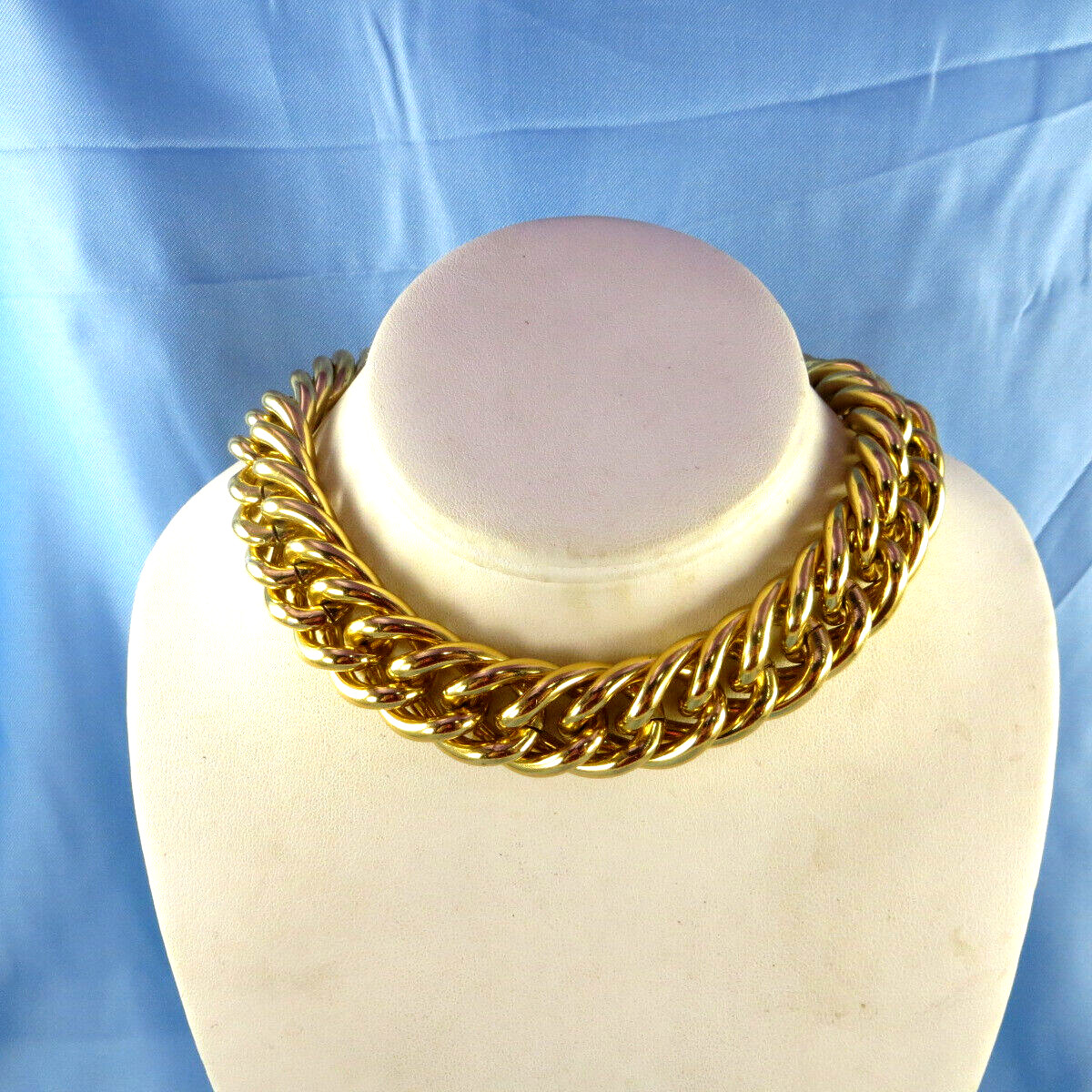 CHUNKY GOLD Tone Thick Chain Link Collar Toggle Neckl… Gem