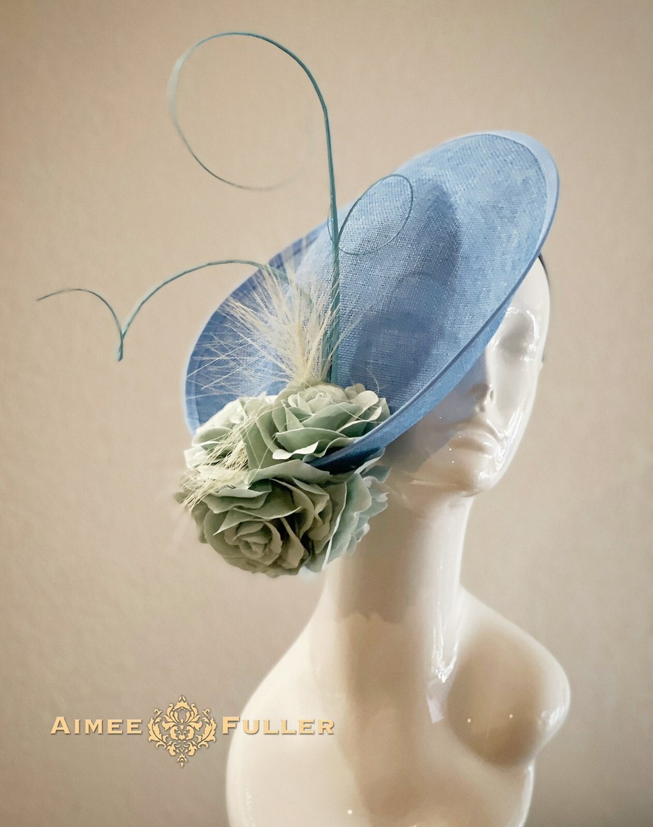 Kentucky Derby Hat Royal Ascot Saucer Fascinator Cornflower  display picture 3