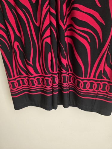 Abito donna glamour taglia 14 nero/rosso midi linea A senza maniche stampa animalier - Foto 8 di 12