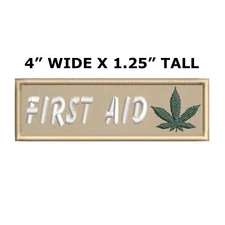 First Aid Marijuana Leaf Embroidered Patch Hook Loop Funny Medical  Applique
