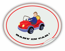 Baby In Car Warning Label Funny Car Bumper Sticker Decal 5" x 4"