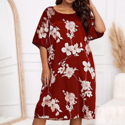 Plus Size Womens Stain Silk Nightdress Pyjamas Sleepwear Nightwear Loungwear - Picture 3 of 18