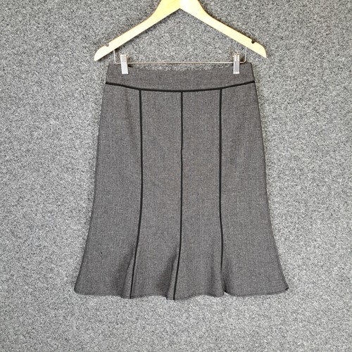Basque Womens Skirt Size 10 Grey Flared Hem Career Corporate Office
