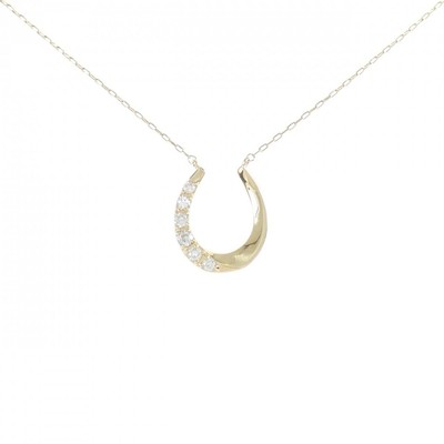 Authentic K18YG Horse Shoe Diamond Necklace 0.10CT  #270-003-808-7919