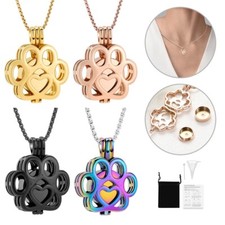 Hollow Pet Paw Cremation Jewelry for Ashes Stainless Steel Dog Cat Urn Pendant