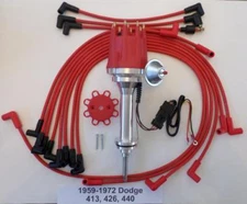 small cap DODGE 1959-1972 413 426 440 HEI Distributor + RED Spark Plug Wires USA