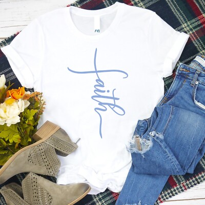 Faith Cross White T-Shirt (Bella+Canvas)(Plus Size 3XL) (NEW)