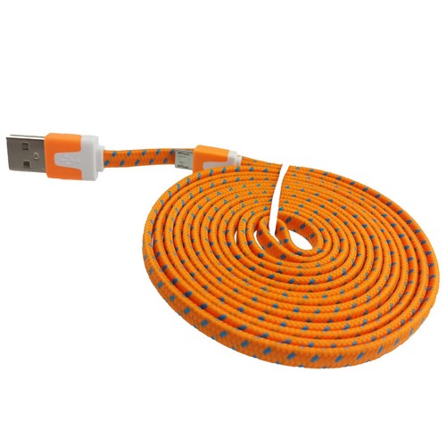 NTJ 10FT LONG Flat Braided Fabric Charger Cable charging for MICRO USB data sync - Picture 10 of 22