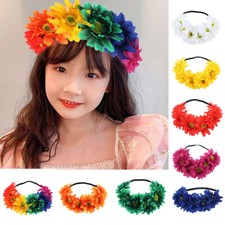 Boho Sunflower Elastic Hair Band Floral Wreath Hairband Festival Hair Garland