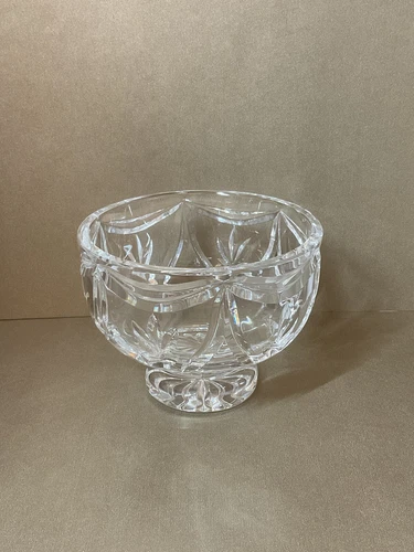 VTG WATERFORD IRELAND LEED CRYSTAL FOOTED VARIETY BOWL  ETCHED LOGO 5” DIAMETER