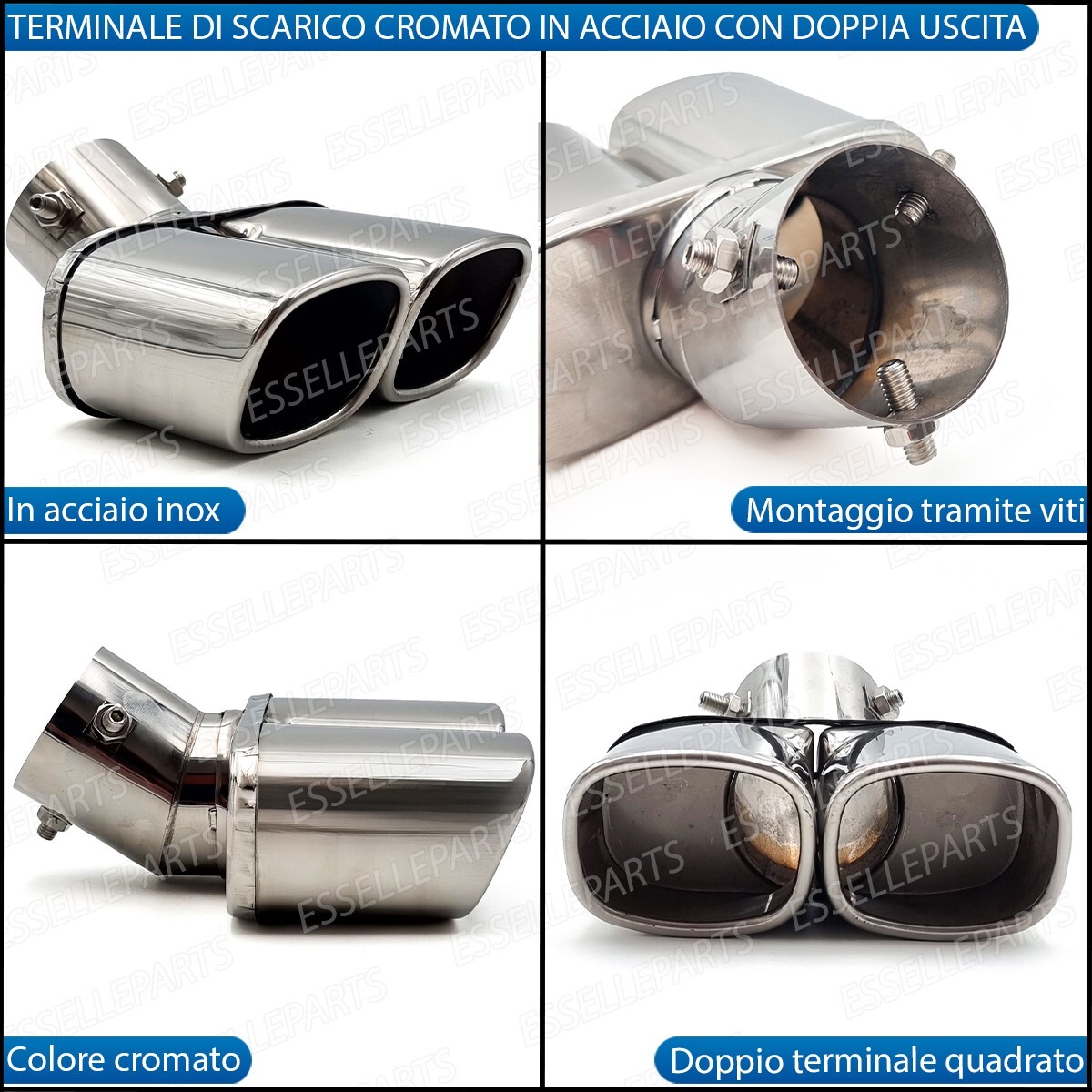 TERMINALE DI SCARICO PER MARMITTA FINALINO CROMATO FIAT TIPO MK1 INOX OVALE - Foto 9