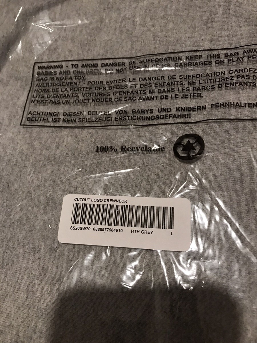 Supreme Cutout Logo Crewneck Heather Grey Size Large | eBay