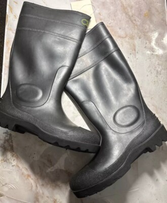 Mens PVC Rubber Rain Boots Black Size