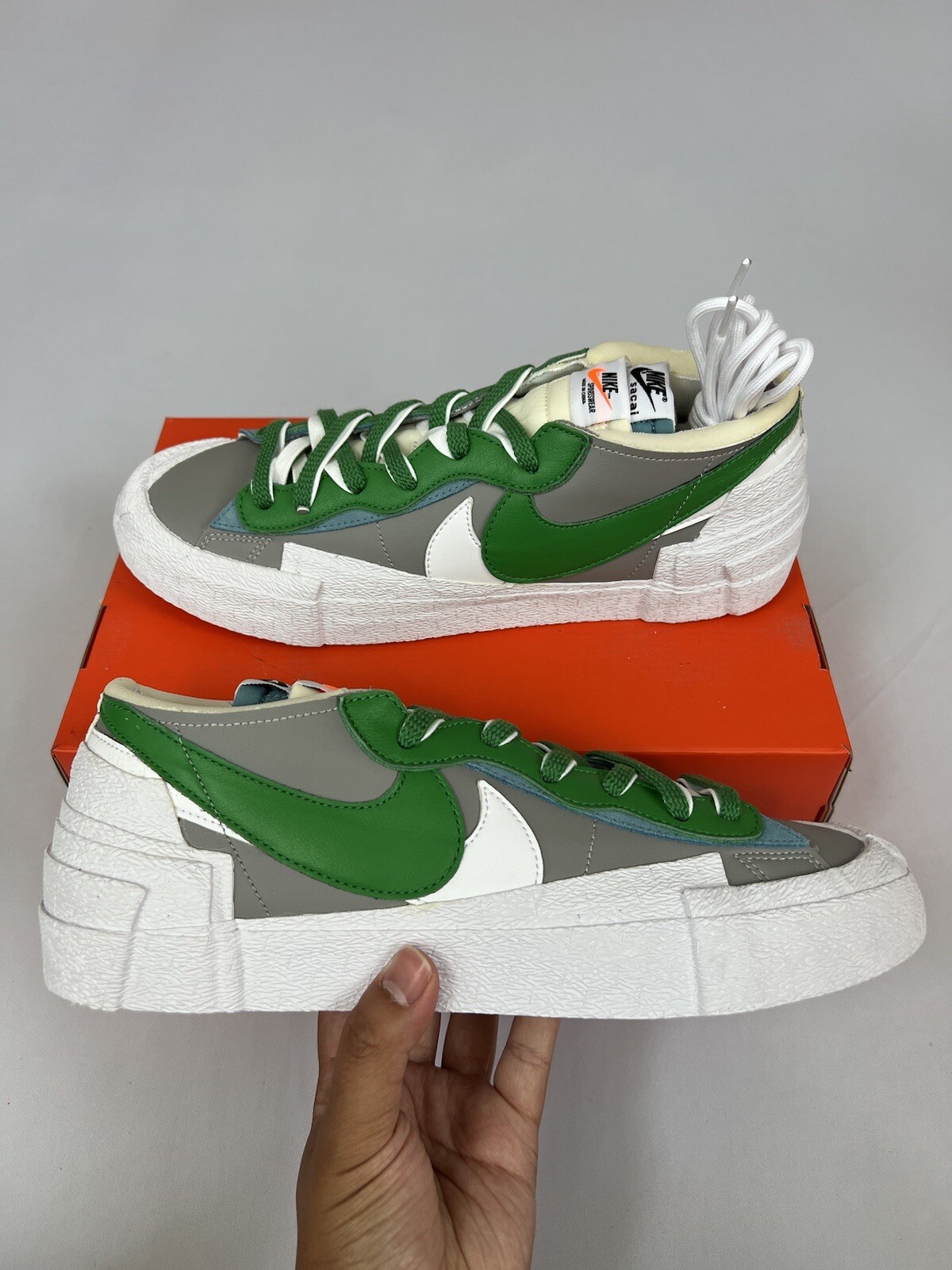 SACAI X NIKE Nike x Sacai Blazer Basso Medio Grigio Classico Verde DD1877 001 Uomo Taglia 11 5