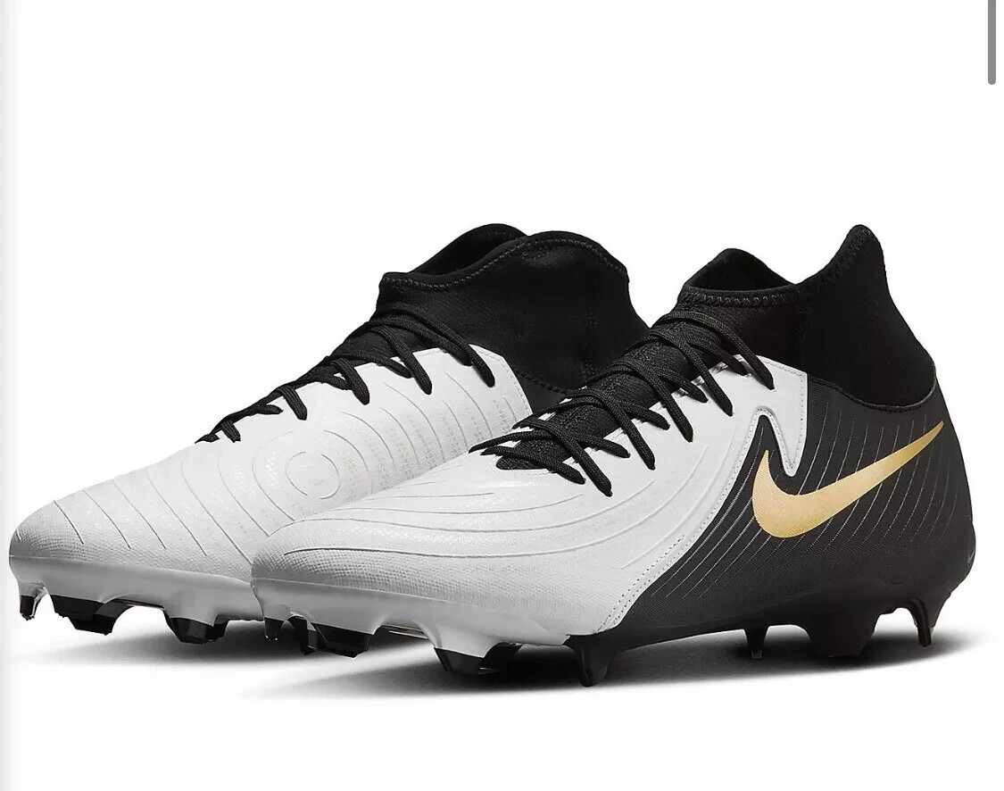 Size 12 NIKE PHANTOM LUNA II ACADEMY FG/MG WHITE-BLACK-GOLD COIN