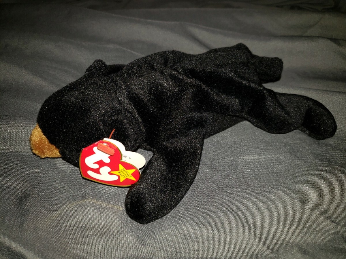 BLACKIE the BEAR Rare Ty Beanie Baby Tag Errors Origiinal Suface
