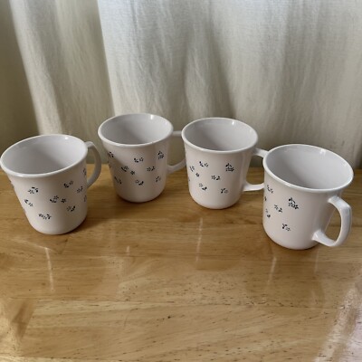 Corning Ware Corelle Provincial Blue White Coffee Tea Cups Blue