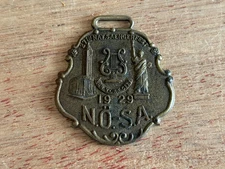 1929 NYC Saengerfest Watch Fob N.O.S.A. New York City Deco Vintage Antique NOSA