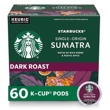 Starbucks K-Cup Coffee Pods, Dark Roast Coffee, Sumatra for Keurig Brewers, 10