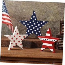 3 Pcs 4th of July Decoration Wooden Stars Blocks Sign Patriotic Wooden Tiered