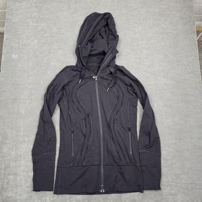 Lululemon Hoodie Womens 4 Black Full Zip Longline Thumbholes Jacket Athletic