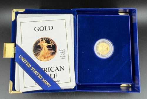 1990 P American Eagle One Tenth Ounce Five Dollar Gold Bullion Coin w/ OGP