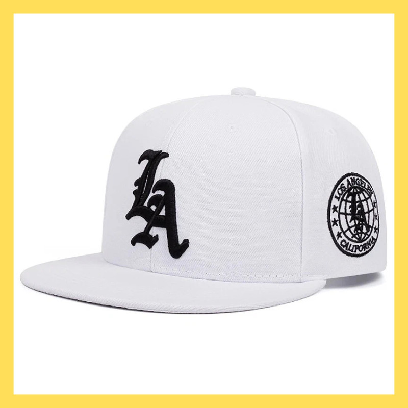 LA Los Angeles Flat Brim Snapback Hat–Embroidered Gothic Logo Baseball Cap Hat