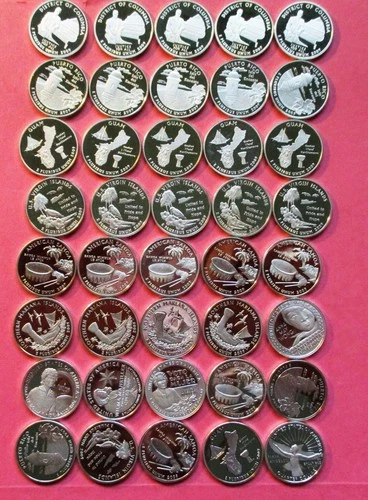 MIXED ROLL OF 40 SILVER PROOF WASHINGTON QUARTERS. 2009 & 2022  STUNNING