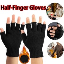Thermal Knitted Fingerless Gloves Warm Winter Half Finger Gloves for Men Women