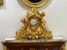 Important fireplace clock in gilded chiseled bronze, 19th century Napoleon III