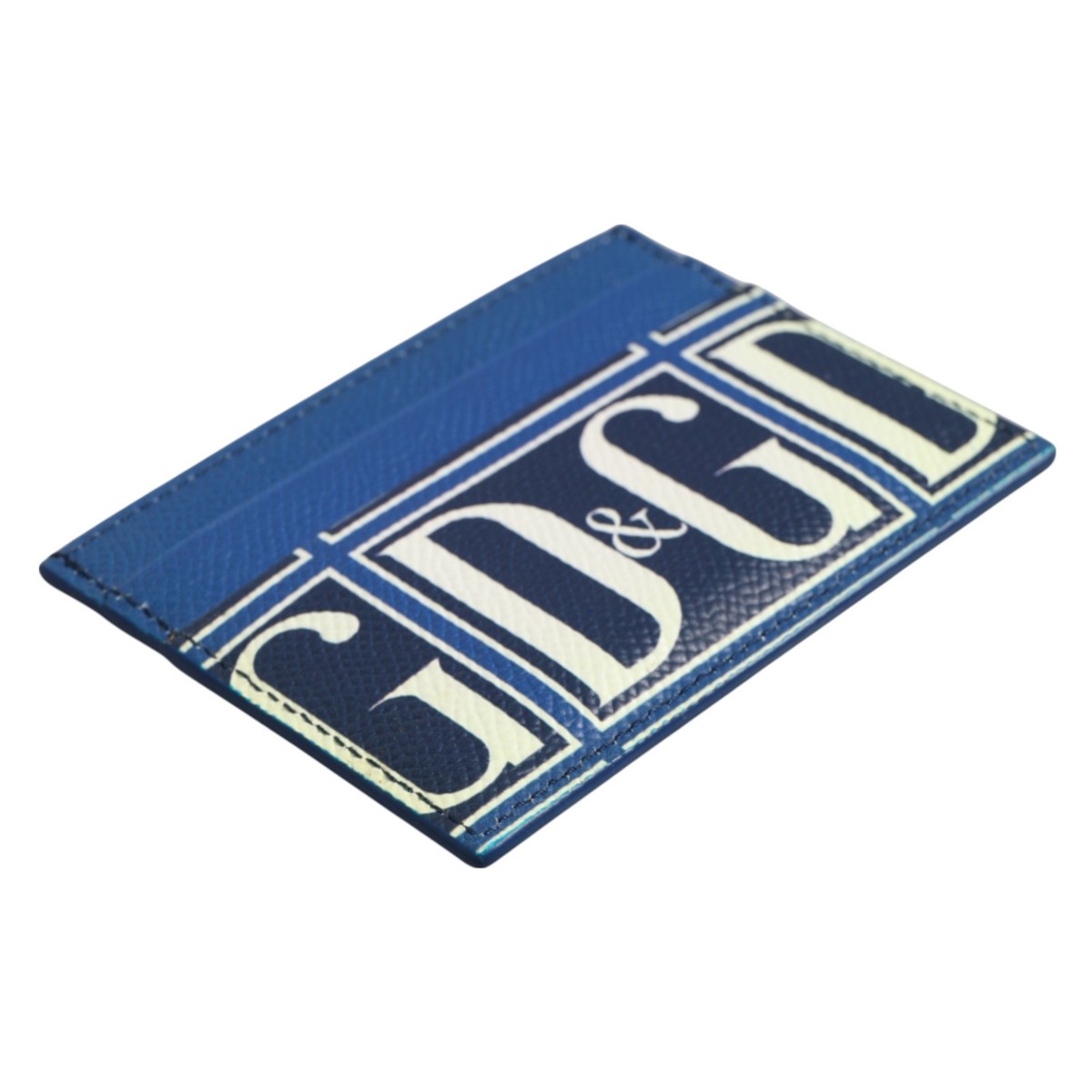 DOLCE & GABBANA Wallet Blue Calf Leather DG Logo Monogram Card