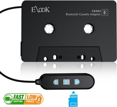 Elook Cassette to Bluetooth Adapter for Car with Micro SD Card Black 